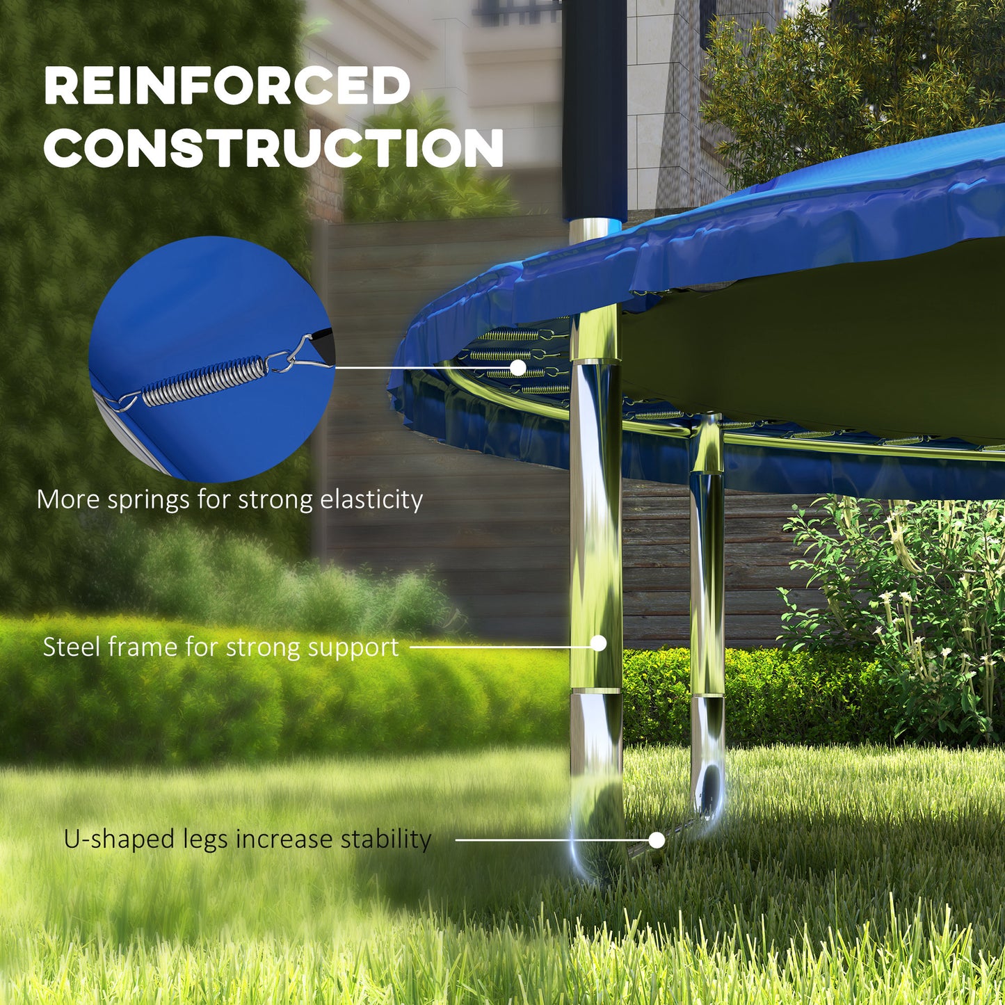 8ft Trampoline with Safety Enclosure Net, Steel Frame Outdoor Trampoline, with Edge, Safety Cover