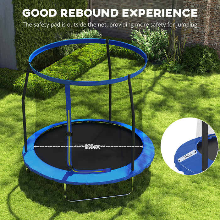 8ft Outdoor Trampoline with Safety Enclosure Net, Blue