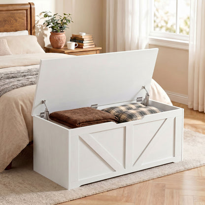 Storage Trunk for Living Room, with Safety Hinges, 100cm, White