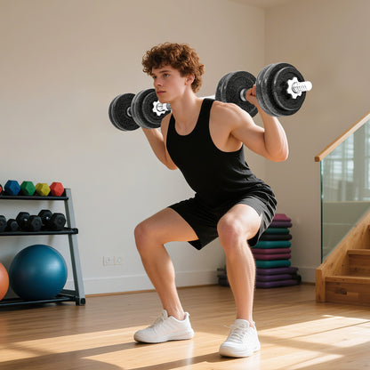 2-in-1 Adjustable Dumbbells Set, 30kg Weights Dumbbells Set