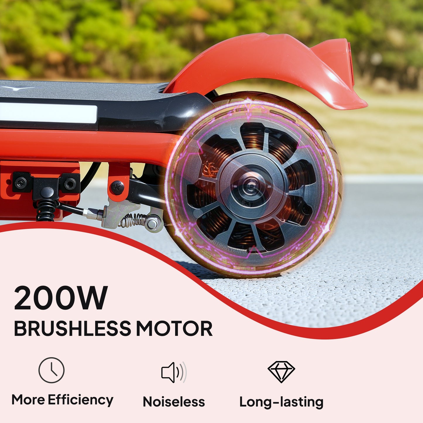Electric Scooter for 6-14 with Dual Brakes & Colourful Light, Red