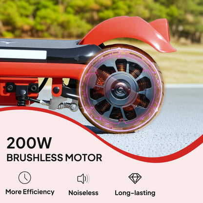 Electric Scooter for 6-14 with Dual Brakes & Colourful Light, Red