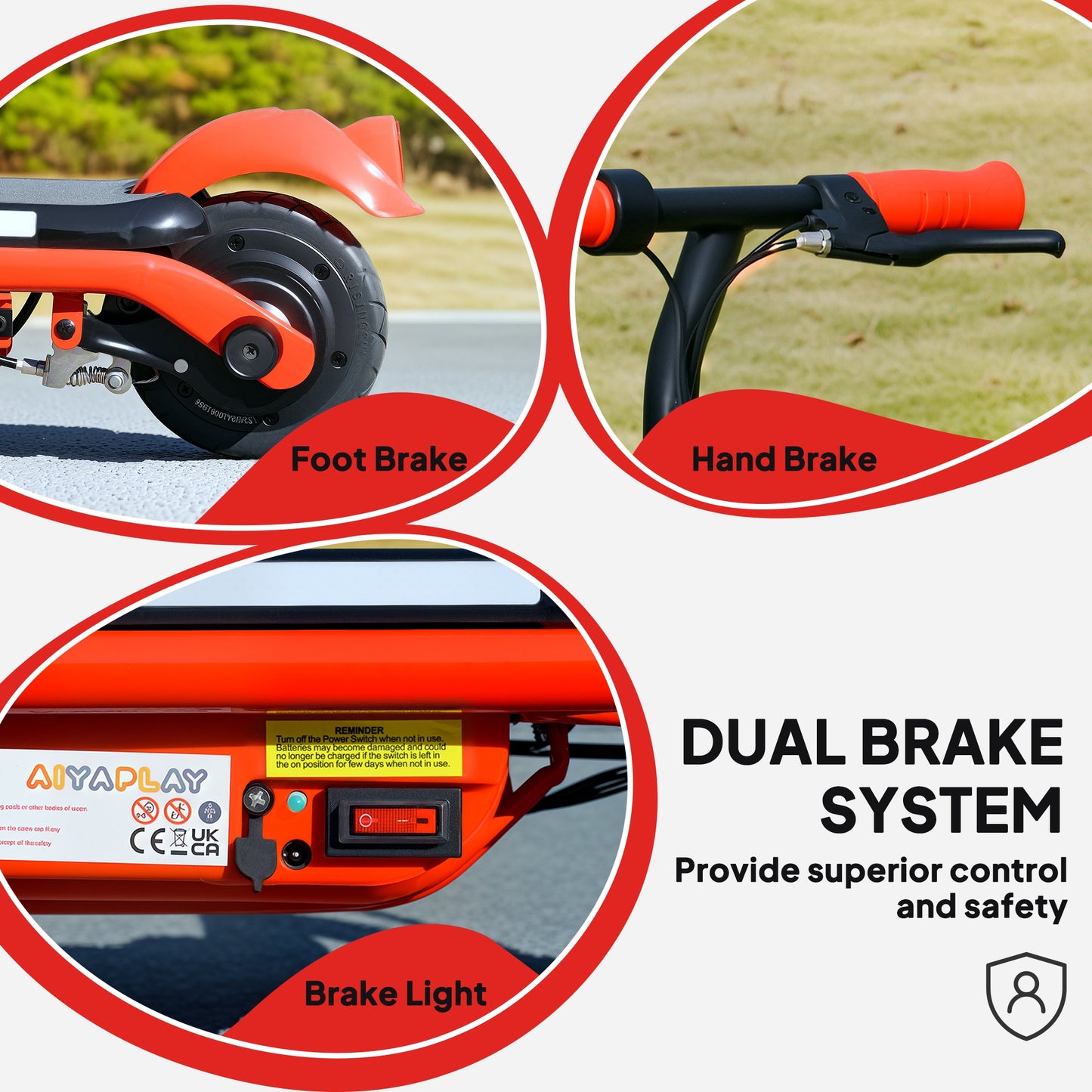 Electric Scooter for 6-14 with Dual Brakes & Colourful Light, Red