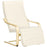 Wooden Lounging Chair Deck Relaxing Recliner Lounge Seat with Adjustable Footrest & Removable Cushion, Cream White