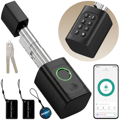 Smart Door Cylinder, 5-in-1 (Fingerprint/Passcode/APP/NFC/Key)