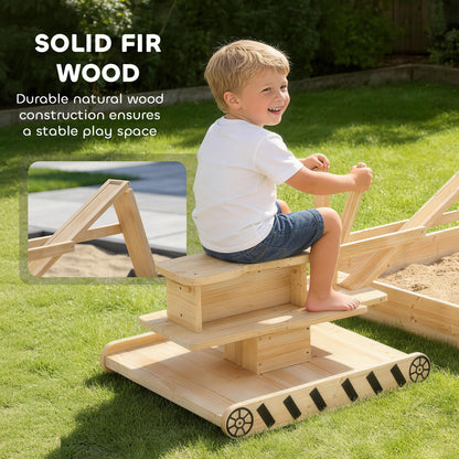 Wooden Sandbox with Digger 360° Swivel Seat