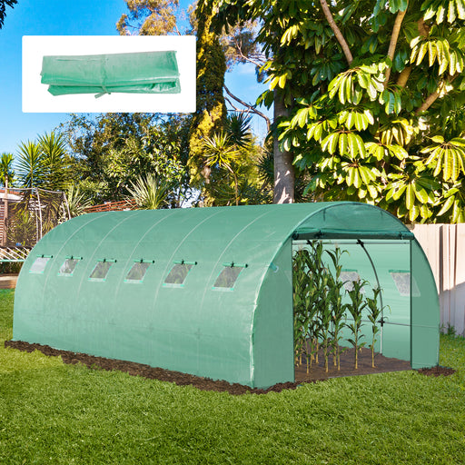 6 x 3 x 2m Greenhouse Replacement Cover ONLY Winter Garden Plant PE Cover for Tunnel Walk-in Greenhouse with Roll-up Windows