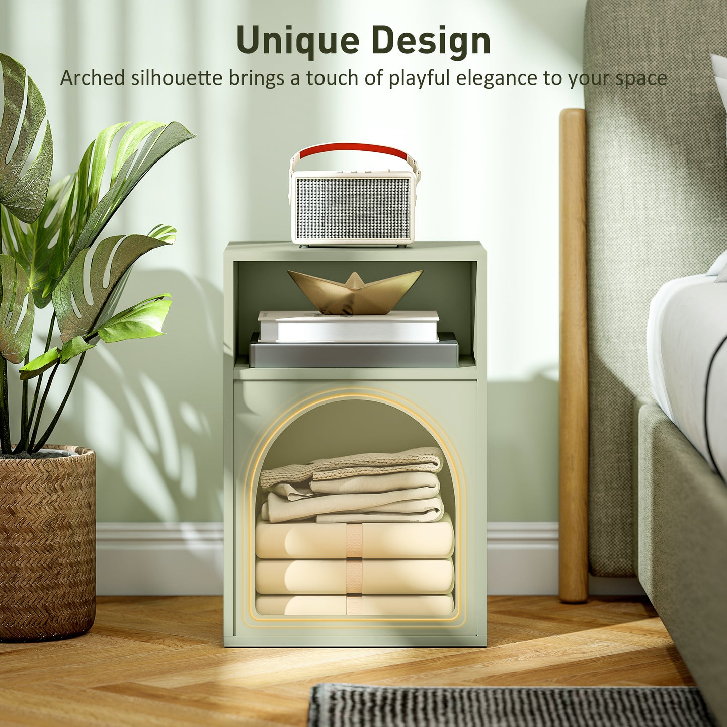 Bedside Table, Modern Bedside Cabinet for Bedroom, Light Green