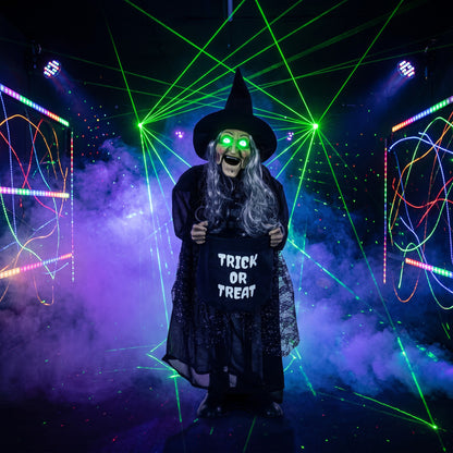 37" Animated Witch Halloween Decoration with Light Up Eyes for Party