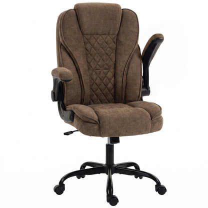 Office Chair, Computer Desk Chair with Flip-up Armrest, Brown