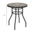 Tempered Glass Top Garden Table with Glass Printed Design, Steel Frame, Foot Pads for Porch, Balcony, Tan Brown