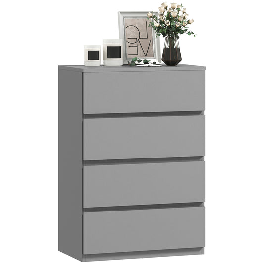 Bedroom Chest of Drawers, 4 Drawers Dresser, Drawer Unit, Grey