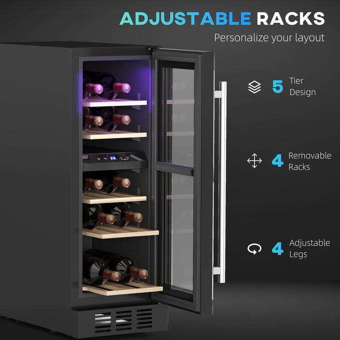 16 Bottle Dual Zone Built-in Wine Cooler Fridge with Glass Door