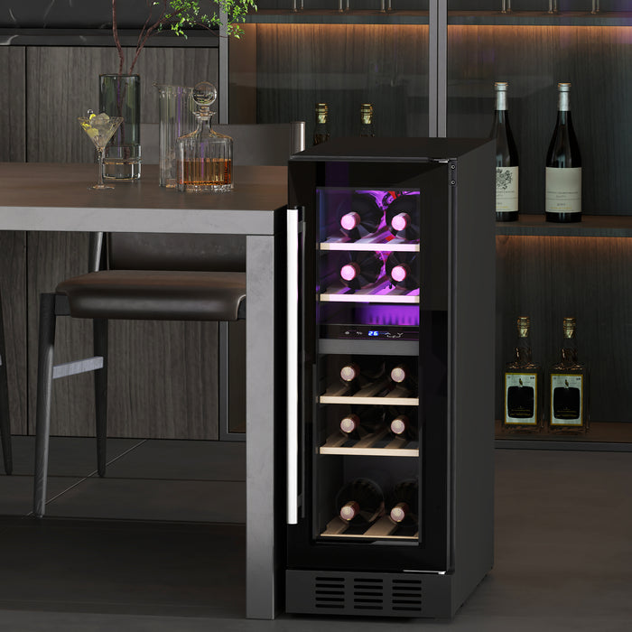 16 Bottle Dual Zone Built-in Wine Cooler Fridge with Glass Door