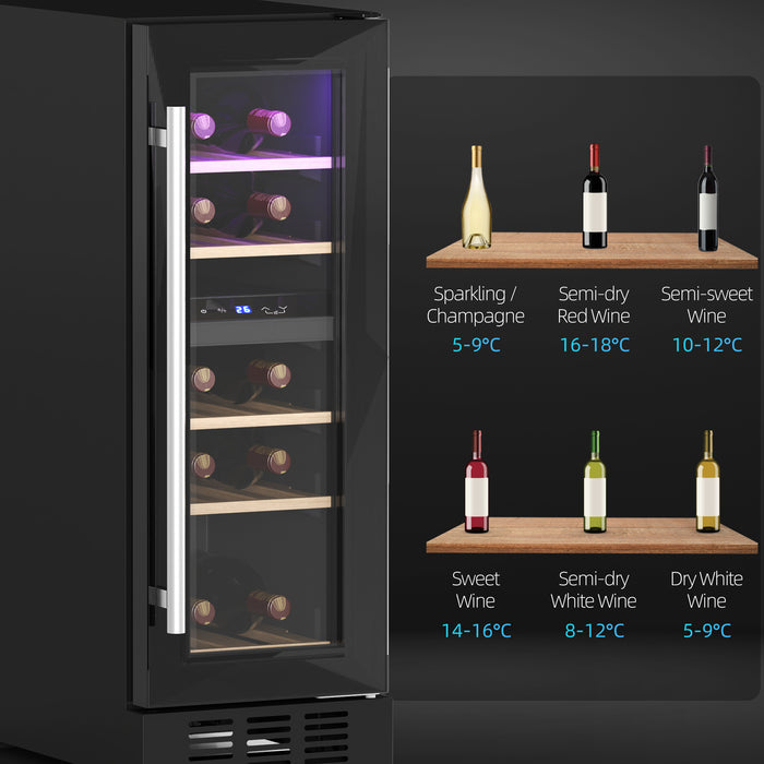 16 Bottle Dual Zone Built-in Wine Cooler Fridge with Glass Door