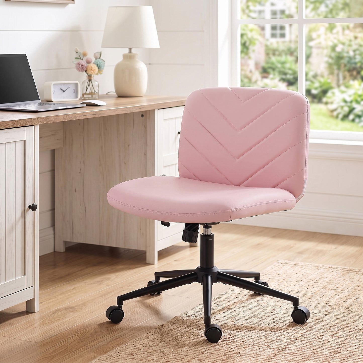 Criss Cross Legged Office Chair Height Adjustable Pink