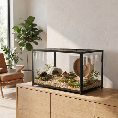 Hamster Cage, Chewproof Metal Rat Cage with Deep Base, Openable Top