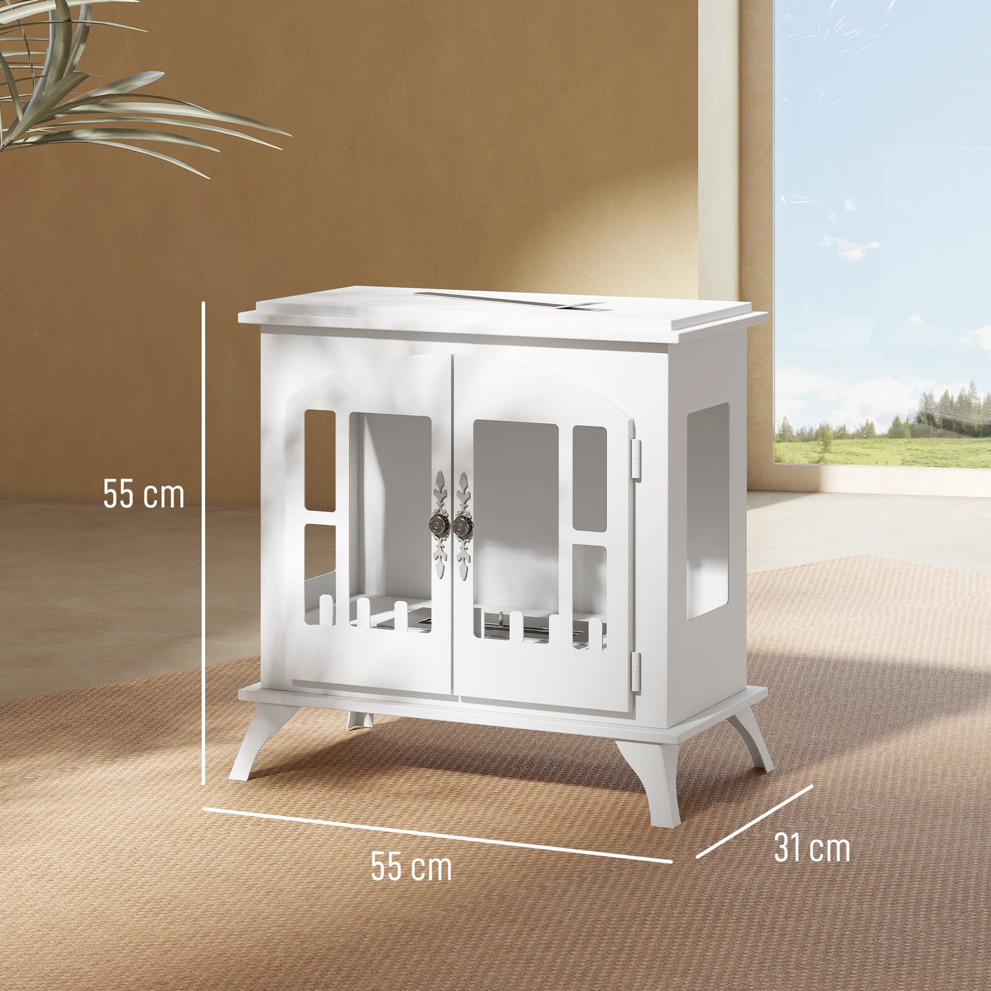 Ethanol Fireplace Stove Freestanding Bioethanol Fire, 0.9L Tank White