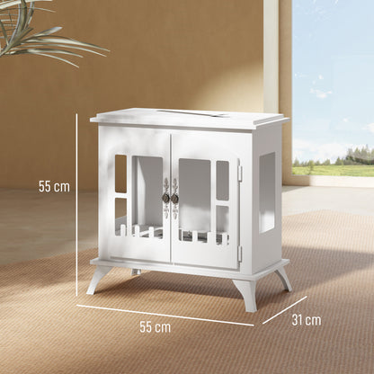 Ethanol Fireplace Stove Freestanding Bioethanol Fire, 0.9L Tank White