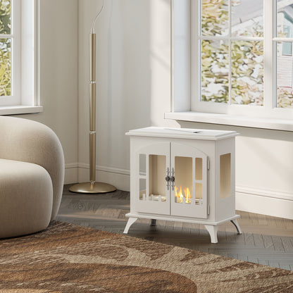 Ethanol Fireplace Stove Freestanding Bioethanol Fire, 0.9L Tank White