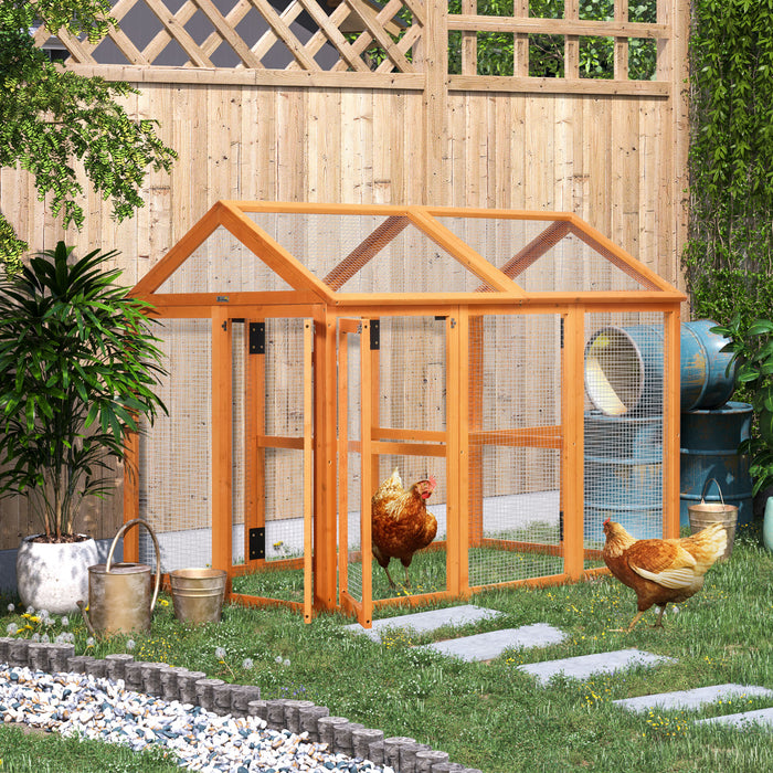 Chicken Run Coop, Wooden Chicken House for 1-3 Chickens, Hen House Duck Pen Outdoor w/ Combinable Design, Orange