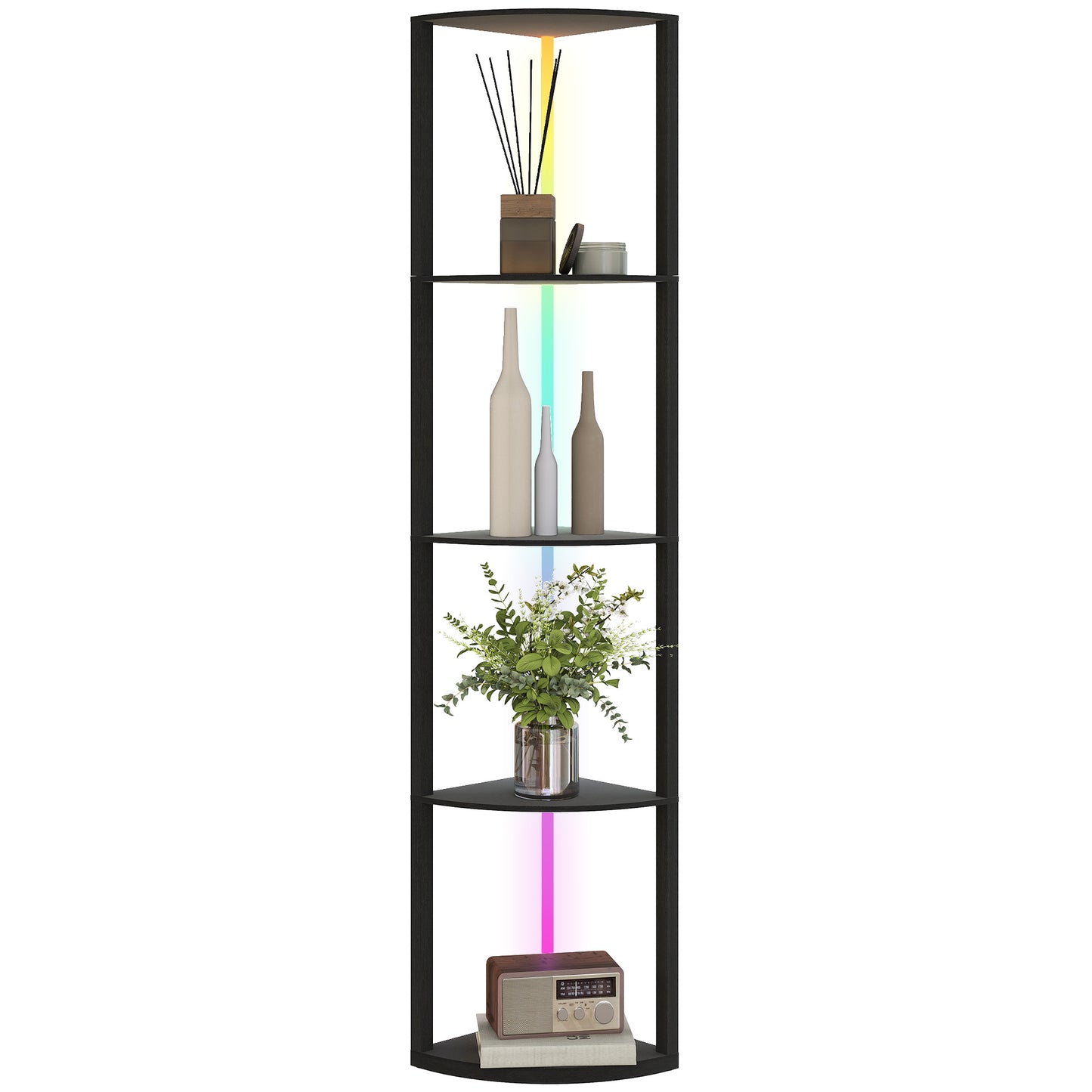 RGB LED Floor Lamp with Shelves and Remote Control for Living Room