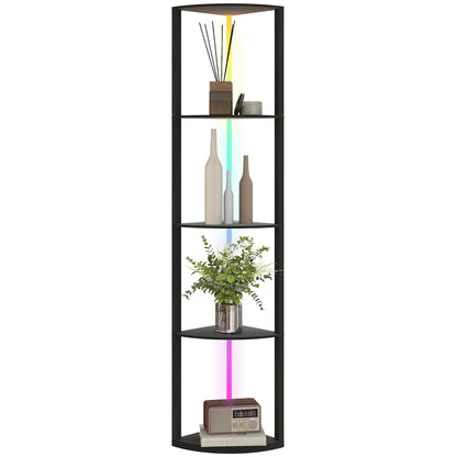 RGB LED Floor Lamp with Shelves and Remote Control for Living Room
