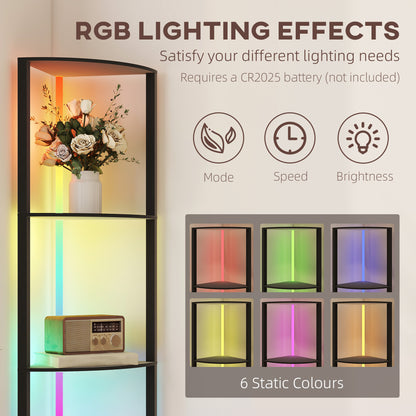 RGB LED Floor Lamp with Shelves and Remote Control for Living Room