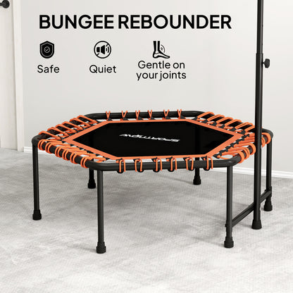 45" Fitness Trampoline with Adjustable Handle, LED Lights, Orange