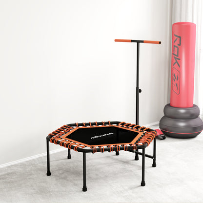 45" Fitness Trampoline with Adjustable Handle, LED Lights, Orange