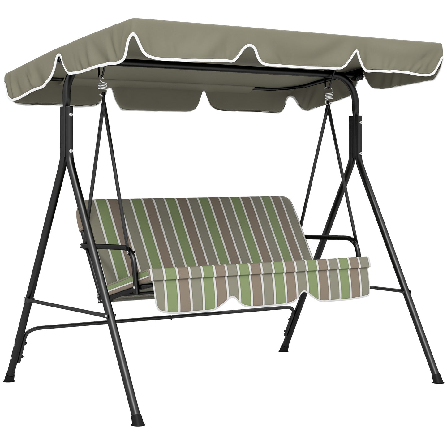 Outdoor 3-person Metal Porch Swing Chair Bench Canopy Green