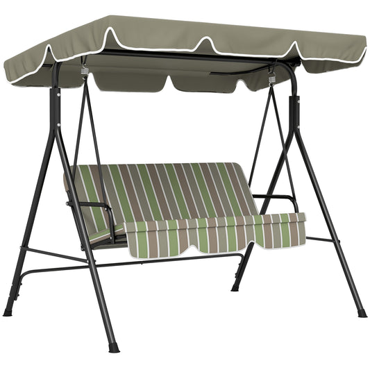 Outdoor 3-person Metal Porch Swing Chair Bench Canopy Green