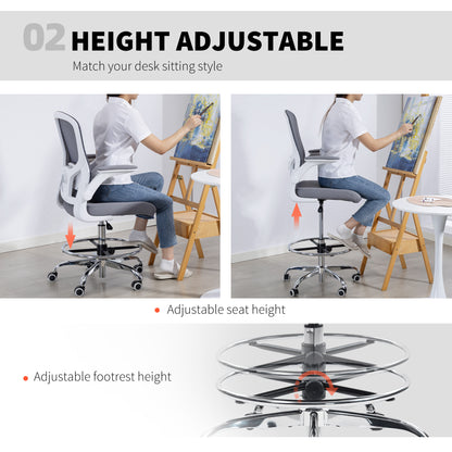 Ergonomic Tall Office Chair, 360 Degree Swivel Task Stool