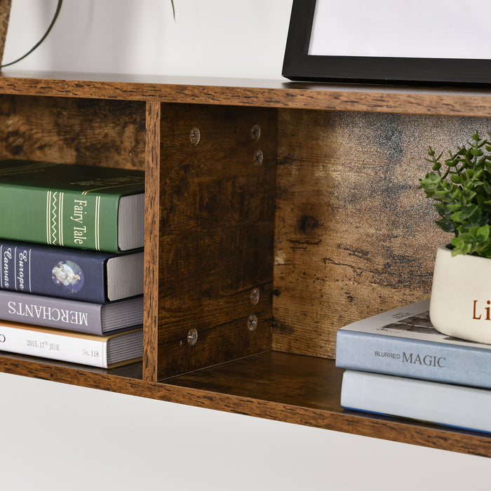 Industrial L-Shaped Work Desk & Storage Shelf Steel Frame Adjustable Feet Corner Workstation Home Office Study Stylish Brown Black