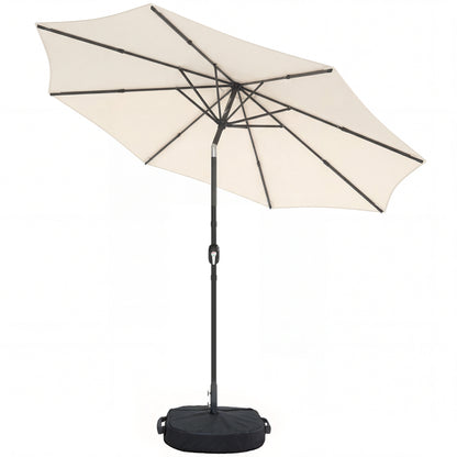 2.7 m Garden Parasol Umbrella with Cross Base, Sandbag, Cream White