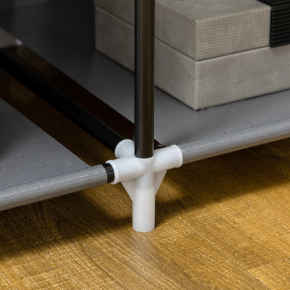 Fabric Wardrobe w/ Shelves Hanging Rail Foldable Closets Dark Grey