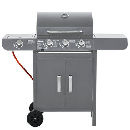 Gas Barbecue Grill 3+1 Burner Garden BBQ w/ Large Cooking Area