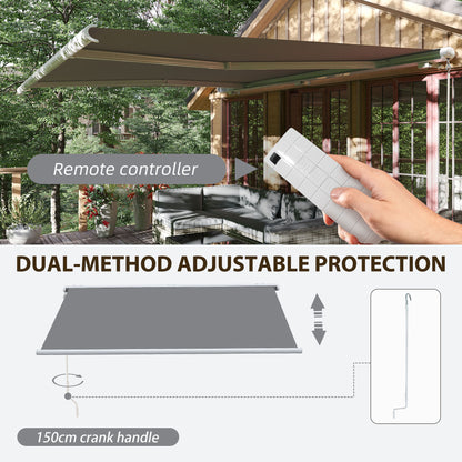 4x3m Full Cassette Electric/Manual Retractable Awning w/ LED Light