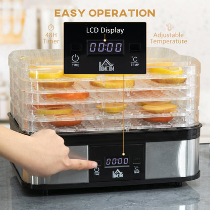 5 Tier Food Dehydrator, 245W for Drying Fruit, Meat, Vegetable, Black