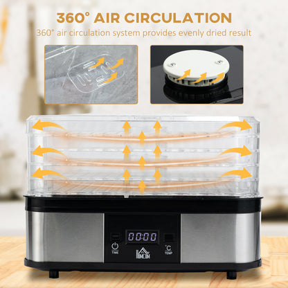 5 Tier Food Dehydrator, 245W for Drying Fruit, Meat, Vegetable, Black