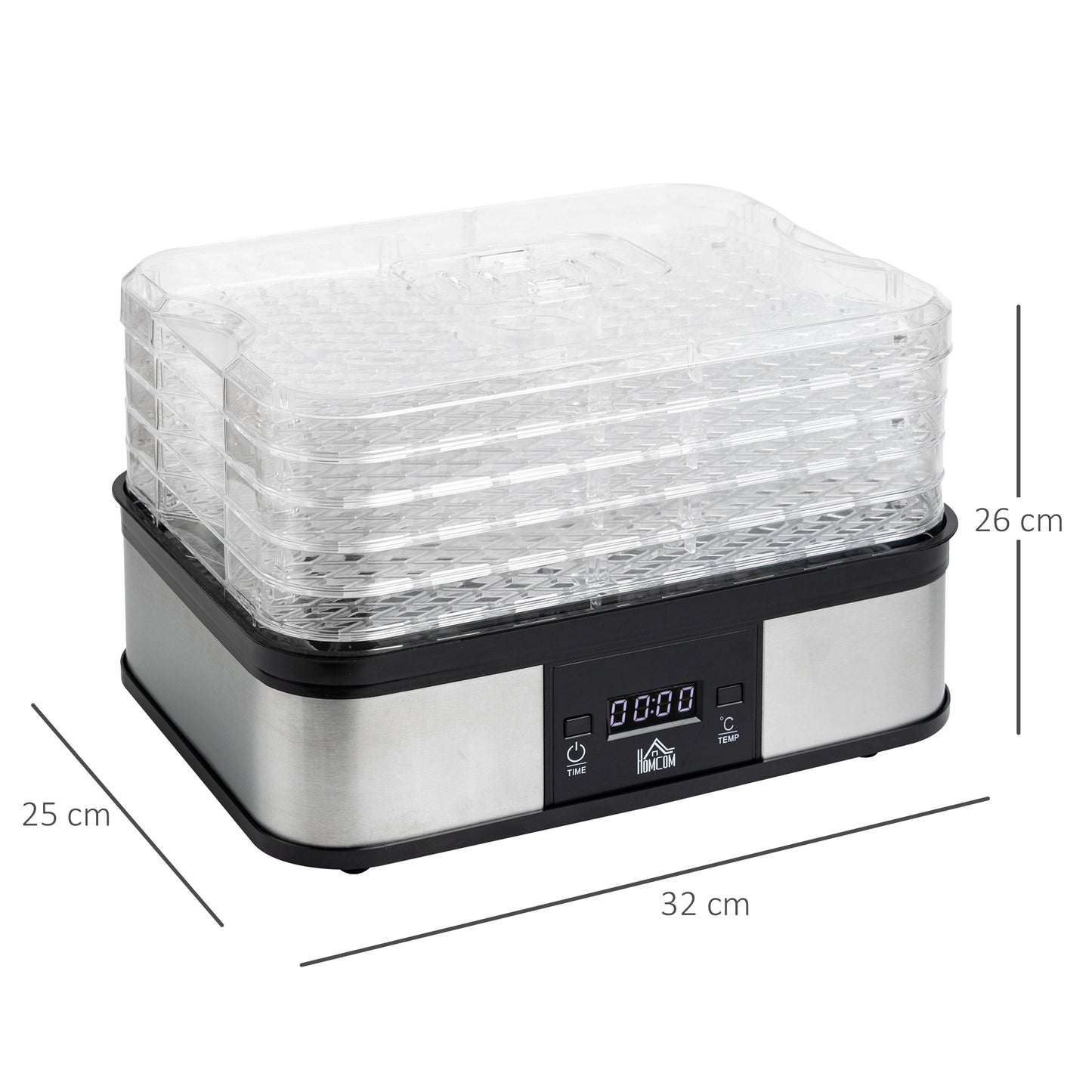 5 Tier Food Dehydrator, 245W for Drying Fruit, Meat, Vegetable, Black