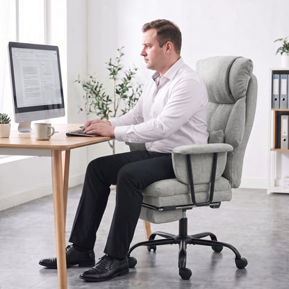 180kg Office Chair, Desk Chair with Lumbar Support, Grey