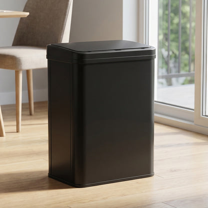40L Sensor Bin with Quiet Soft-Close Lid, Automatic Touchless Motion Sensor Kitchen Bin with Fingerprint Resistant Stainless Steel for Hygienic Gyms, Home Office Use, Black