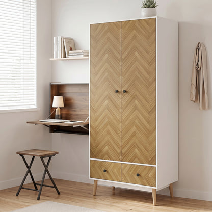 Cabinet Wood-Effect Sticker Surface with 2 Storage Shelves, White