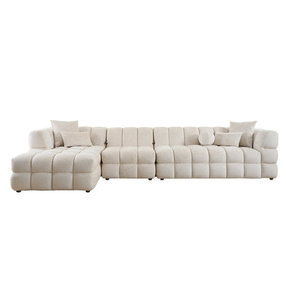 Berlin Extra Large Left-Hand Corner Sofa Light Taupe Chenille