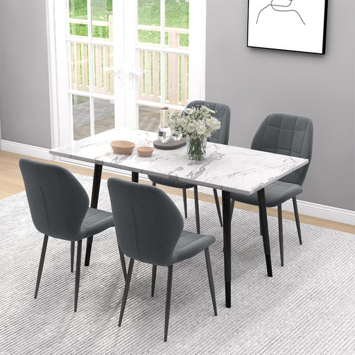 Set of Four Flannel Relaxed Tub Dining Chairs - Grey