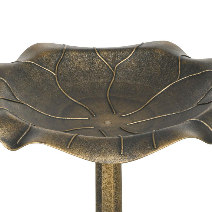 Bird Bath for Garden, Birdbath with Lotus Leaf Basin, Bronze Tone