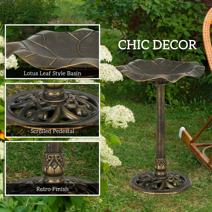 Bird Bath for Garden, Birdbath with Lotus Leaf Basin, Bronze Tone