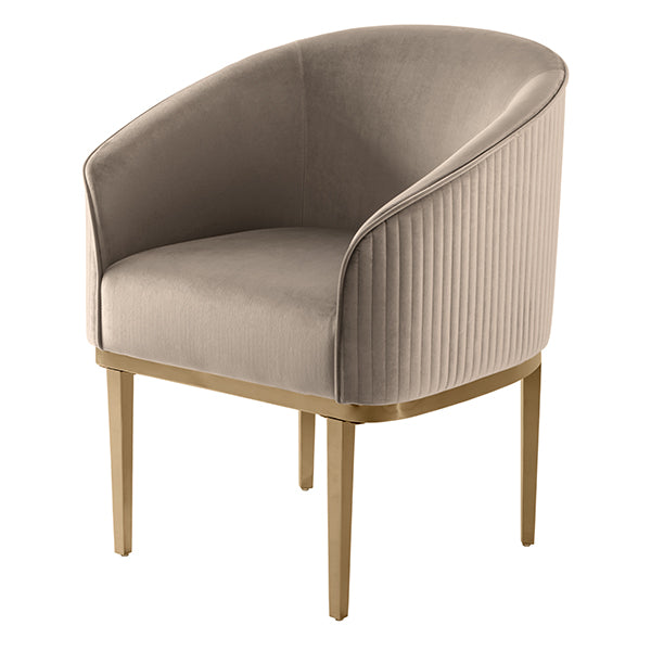 Ella Dining Chair - Taupe - Brass Base