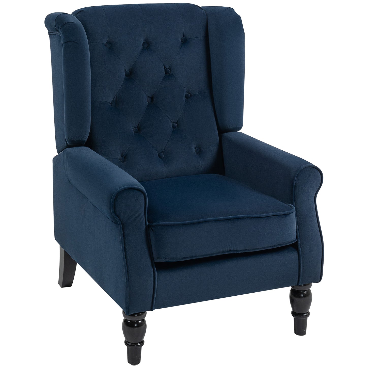Accent Armchair Home Furniture Retro Tufted Club Fabric Dark Blue